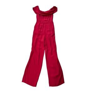 Abercrombie & Fitch Red Sleeveless Smocked Jumpsuit (XS)